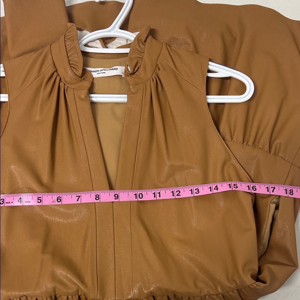 Amanda Uprichard, Connolly Dress, Camel Colored Faux Leather, Size XS - Picture 10 of 12
